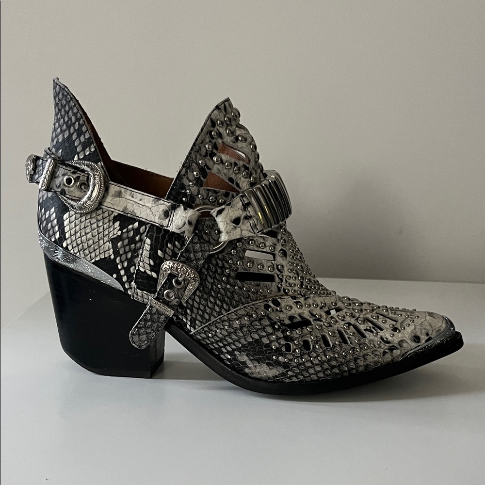 Jeffrey Campbell Metallic Silver Studded Ankle Boots